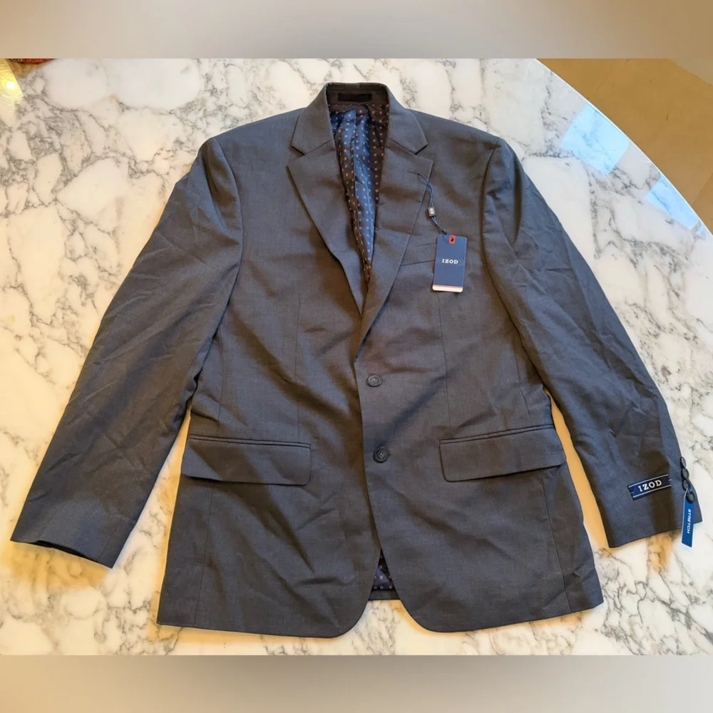 NWT IZOD Charcoal Grey Suit Blazer Jacket Sz 40 R - Picture 3 of 10
